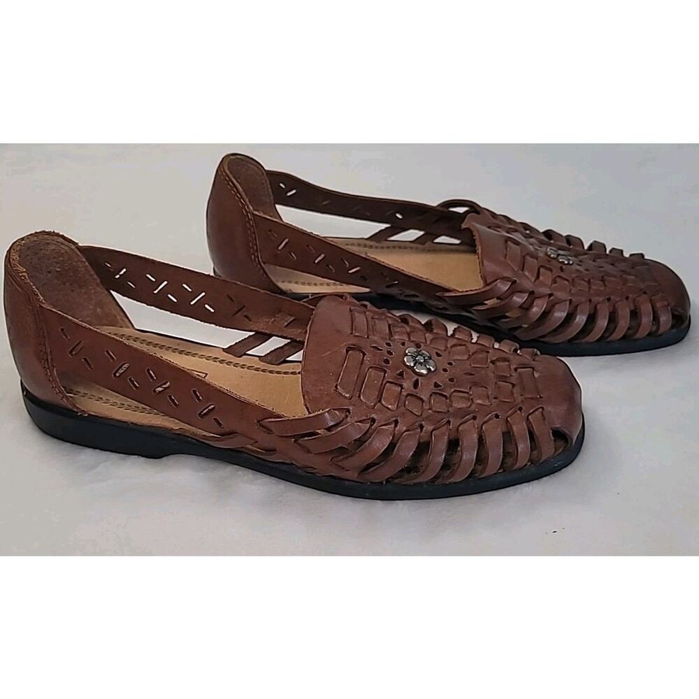 Vintage Woven Leather Huarache Sandals Women 5.5